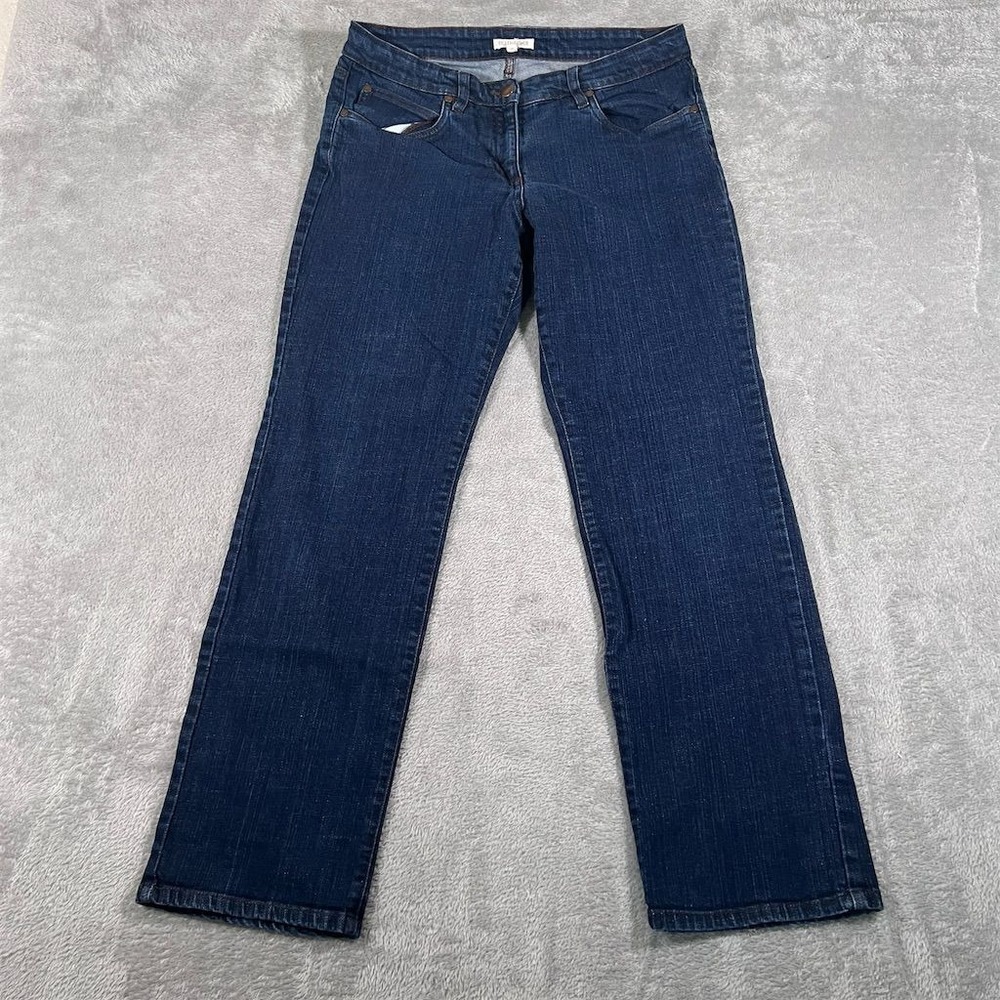Eileen Fisher Bootcut Jeans Women's 10P Blue Dark Wash Mid Rise 5-Pocket‎